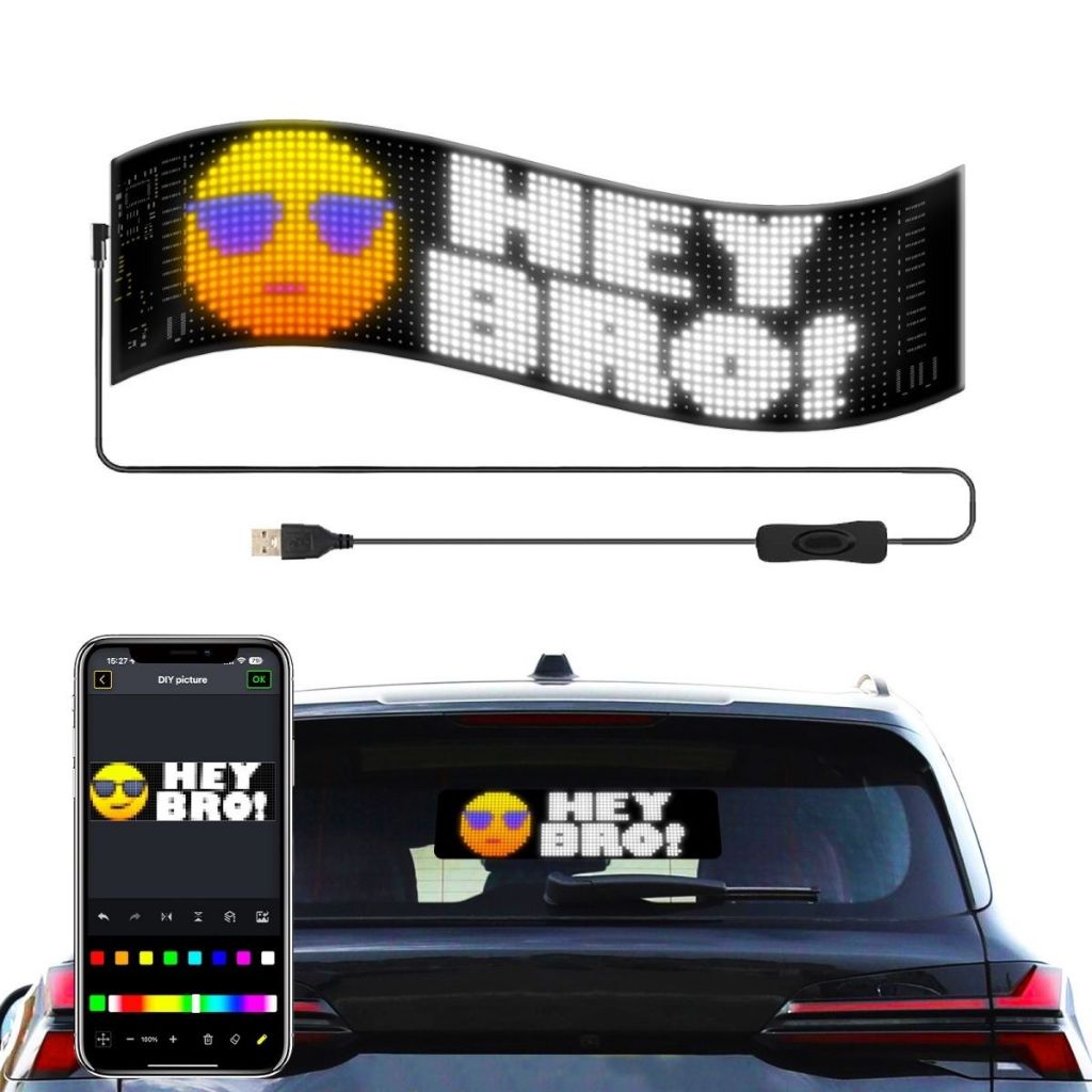 LED Matrix Panel soft display screen smart car stickers advertising LED ...