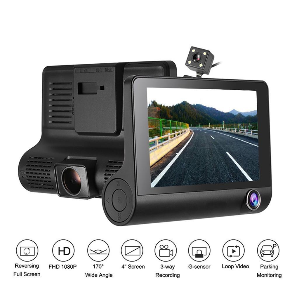 D90 3Way Record Car Camera Dashcam Front + Back + Interior Recorder