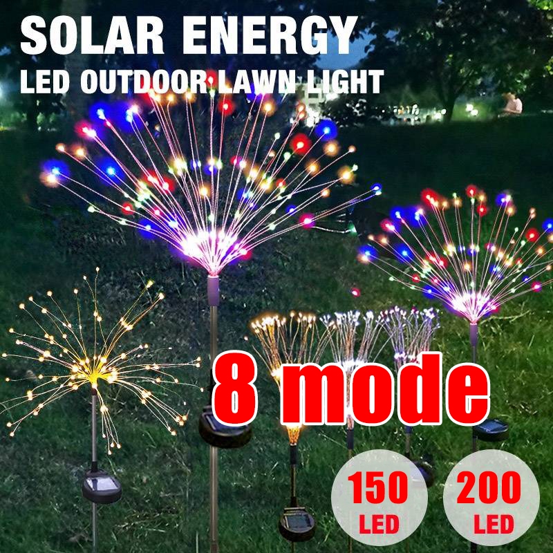 200LED lampu solar outdoor waterproof Fireworks Lights 8 Modes for ...