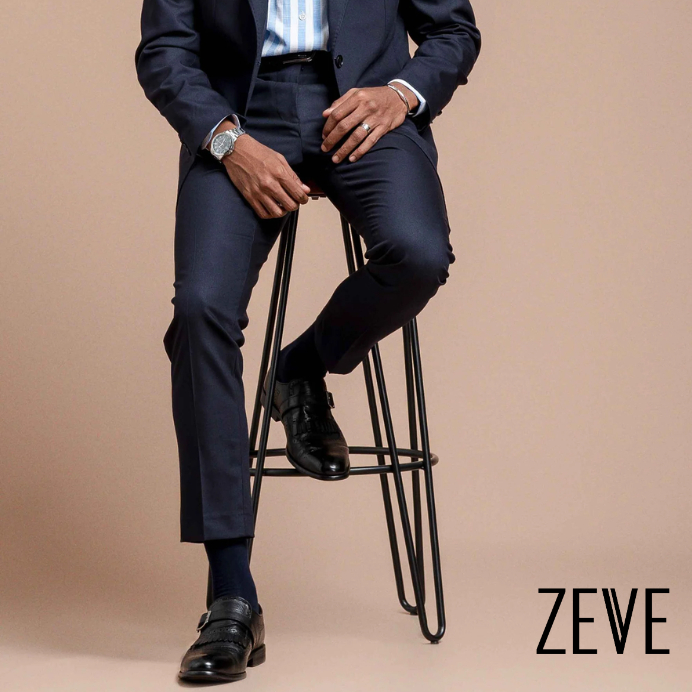 Zeve Trousers With Belt Loop - Dark Blue Plain (Stretchable) | Shopee ...