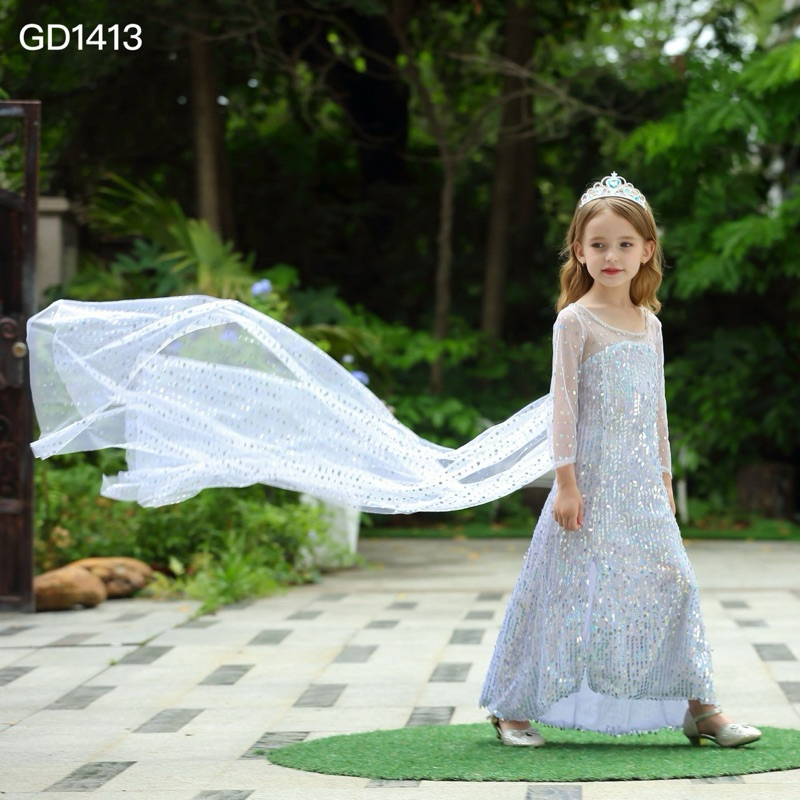 Halloween Anna Elsa Cosplay Costume Bling Bling Princess Dresses ...