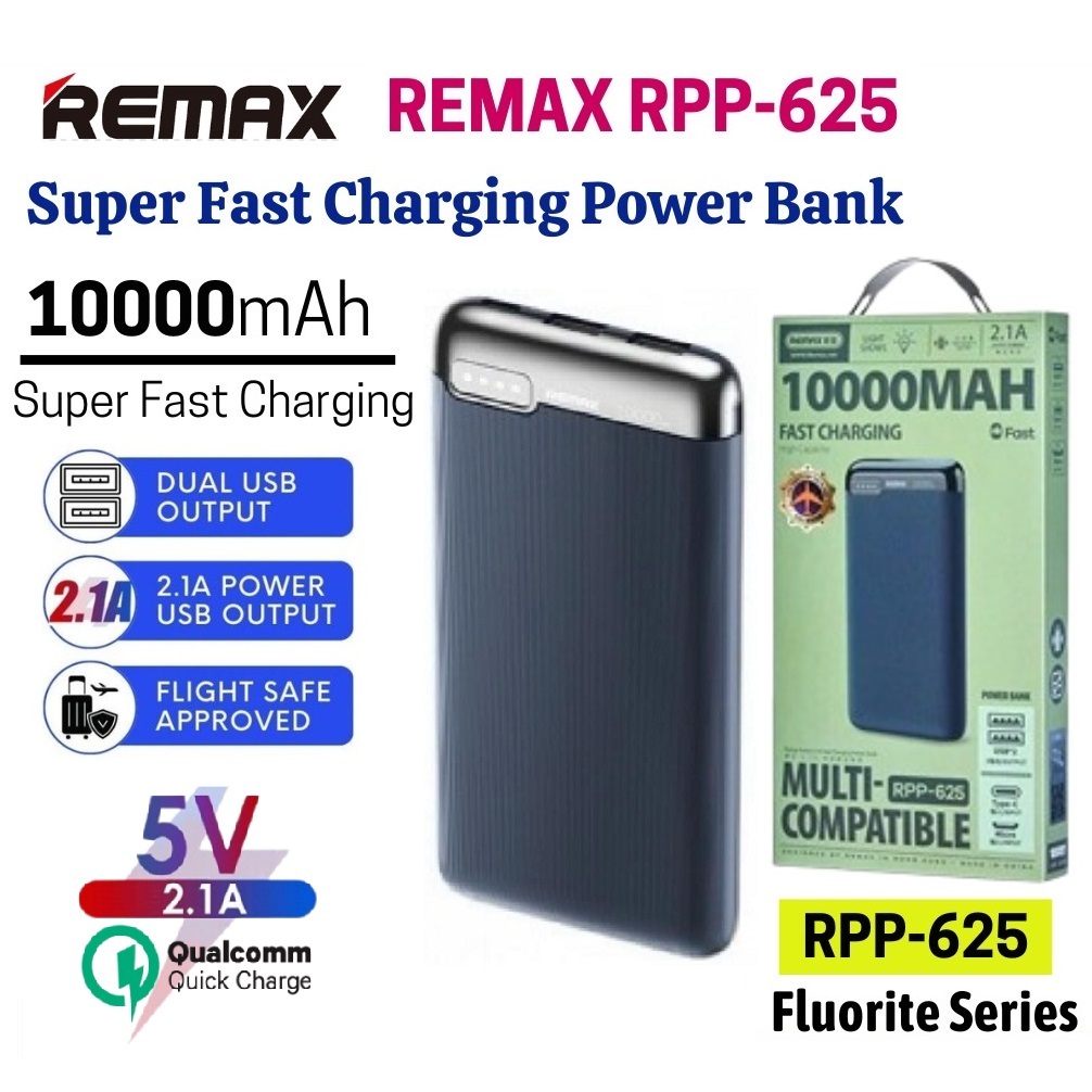 【1 Year Warranty】Remax Powerbank 10000mAh RPP-625 Slim Fast Charging ...
