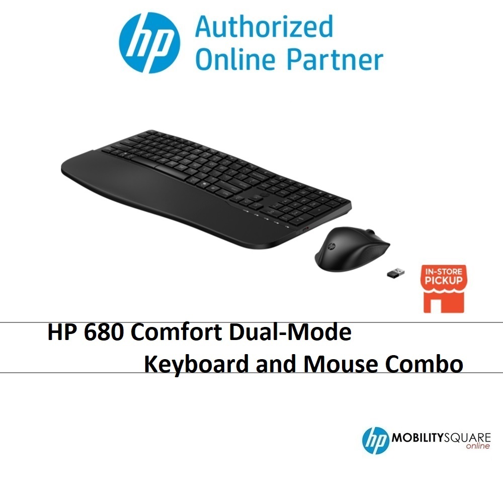 HP 680 Comfort Dual-Mode Keyboard and Mouse Combo - Bluetooth ...