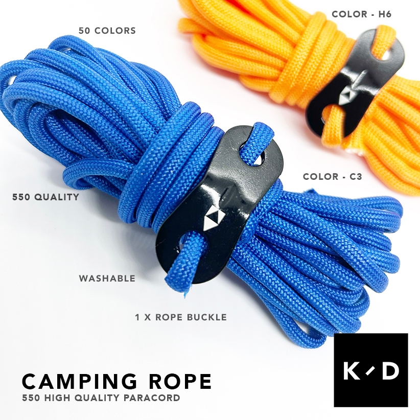 KD QUALITY CAMPING ROPE 550 Paracord strong Tali Khemah Flysheet Wind ...