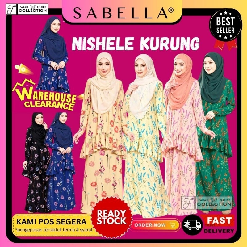 Nishele Kurung Ruffle ironless by Sabella / Raya 2024 | Shopee Malaysia