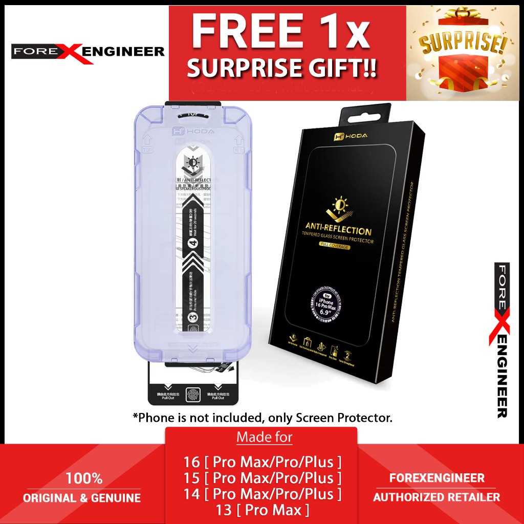 16/15 /14/13 [Pro Max /Pro/Plus] Hoda Anti-Reflection Tempered Glass ...