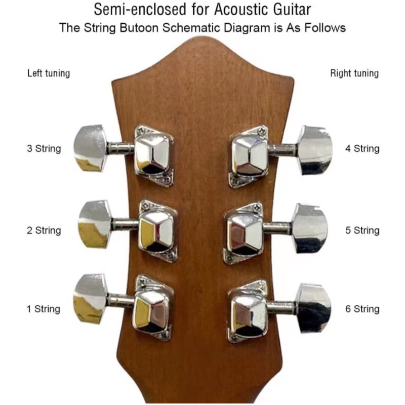 Acoustic Machine Head Semi closed Tuning Pegs Machine Heads Tuners Electric Acoustic Guitar replacement parts Chrome Shopee Malaysia