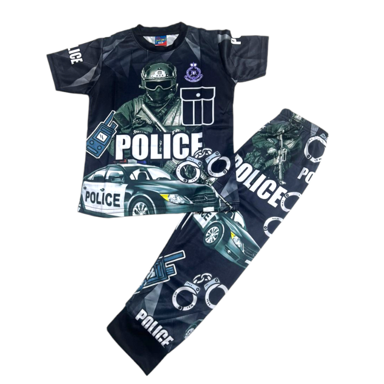 Full Print Microfiber Pyjamas Baju Budak Police Airforce Navy ( 1-6Y ...