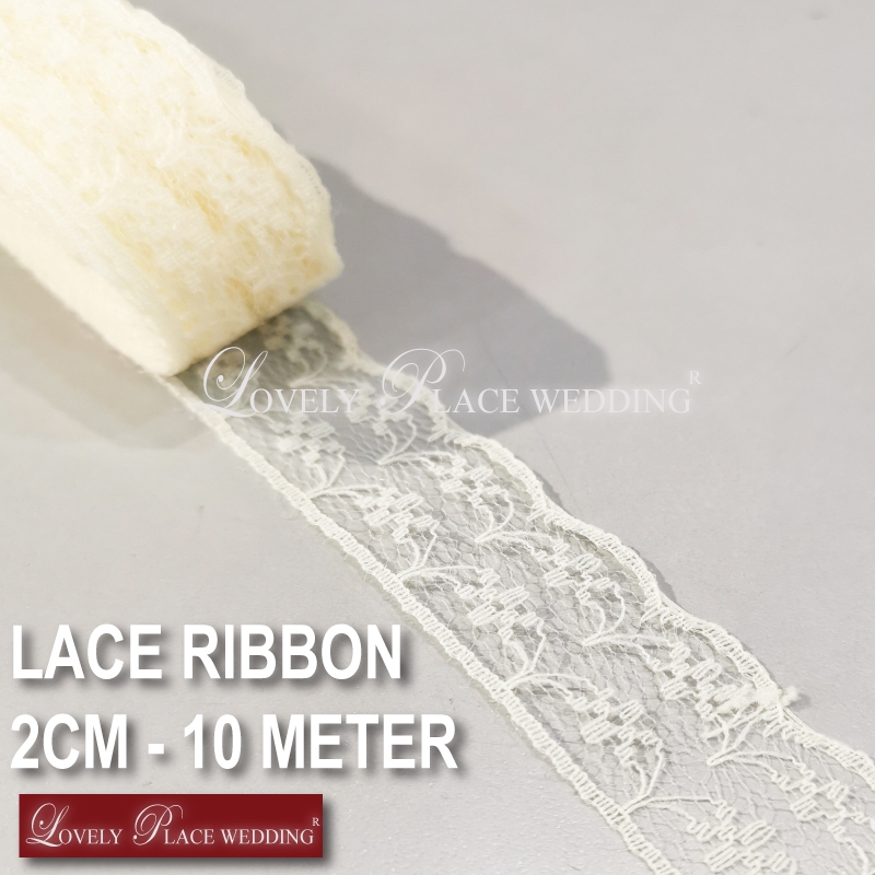 10 METER 2cm CREAM LACE FABRIC / LACE RIBBON for gift wrap ribbons ...
