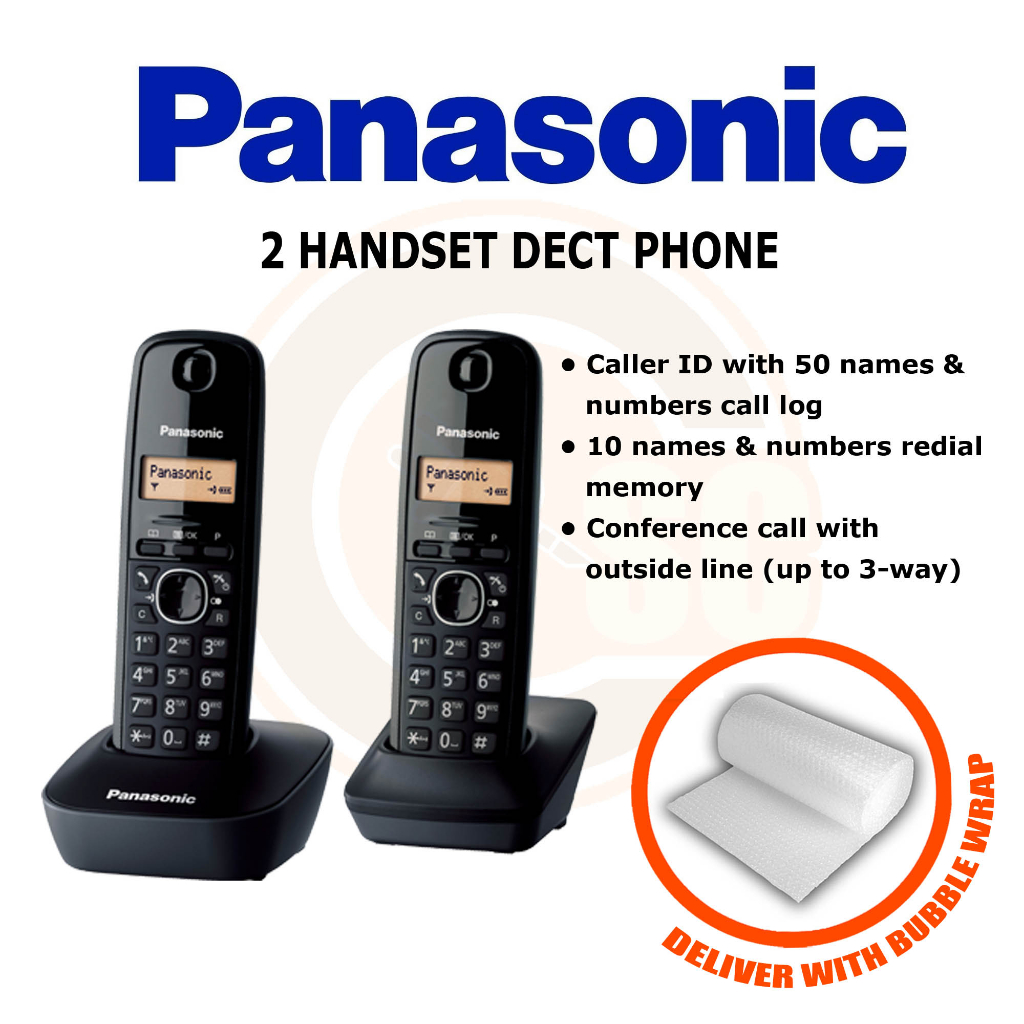 Téléphone Fixe Sans Fil Panasonic KX-TG1612 - Double Combiné, Occasion, Fonctionne