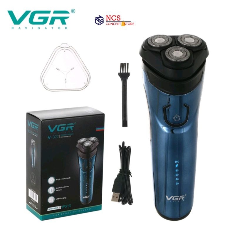 VGR V-322 Triple Blade 3D Rotary Shaver USB Rechargeable Razor for Men ...
