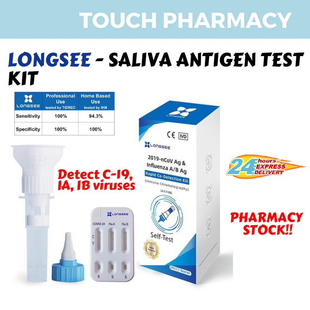 [ EXP 12/25 ] LONGSEE 3 IN 1 Saliva Antigen Covid 19 Test Kit 20's