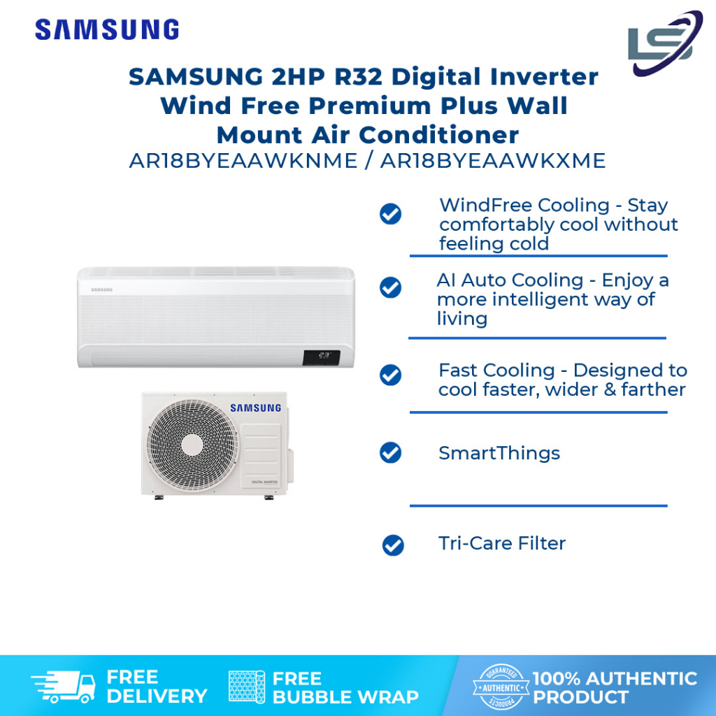 SAMSUNG 2HP R32 Digital Inverter Wind Free Premium Plus Wall Mount Air ...