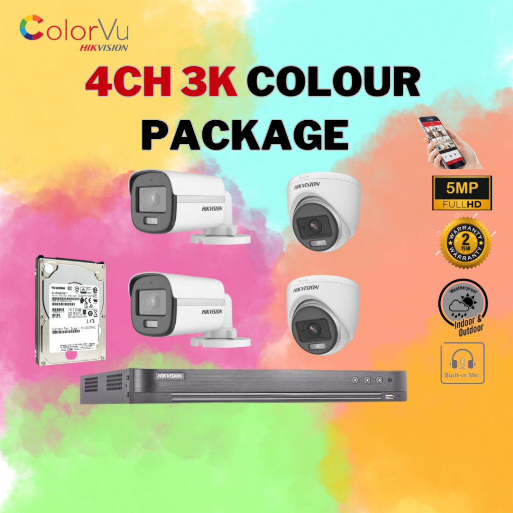 HIKVISION CCTV 4CH Set 3K ColorVu Full Colour Hdd IDS-7204HUHI-M1/E/DS ...