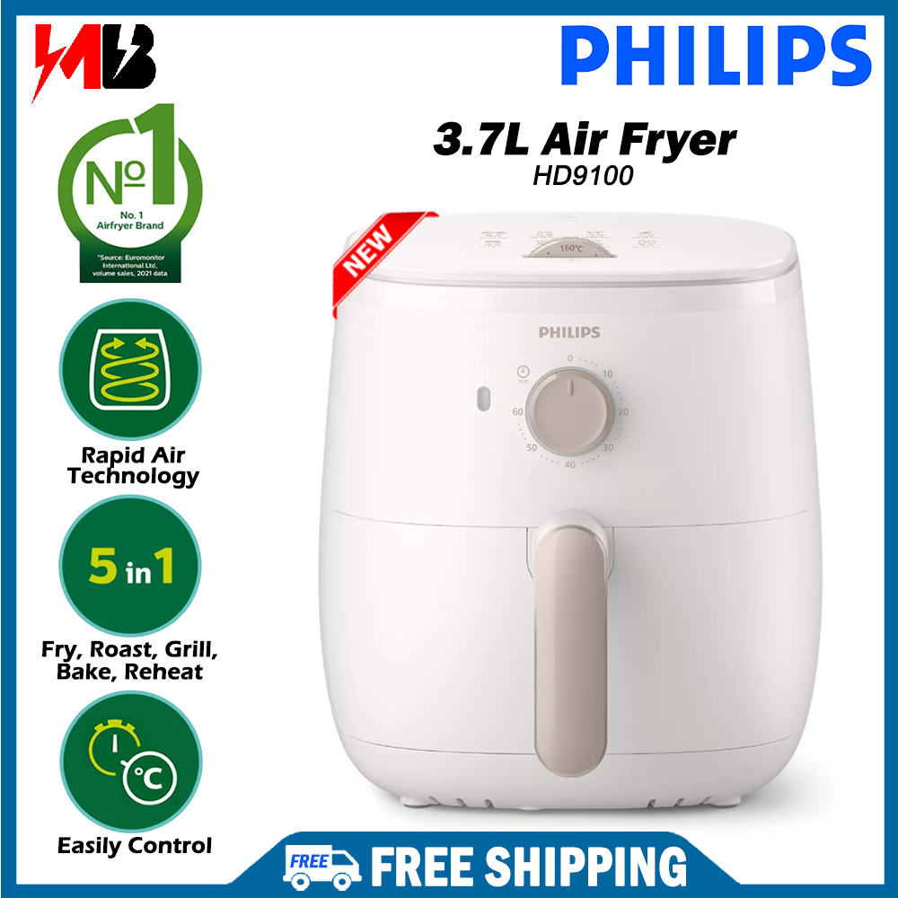 NEW MODEL ] PHILIPS 3000 Series Compact Air Fryer HD9100 (HD9100/20)  Airfryer - Rapid Air Technology, Easy to Clean Pot
