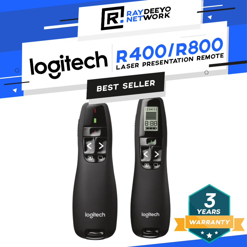 Logitech R400 / R800 Wireless Presenter Laser Presentation Remote Pointer [Easy to Control/Plug