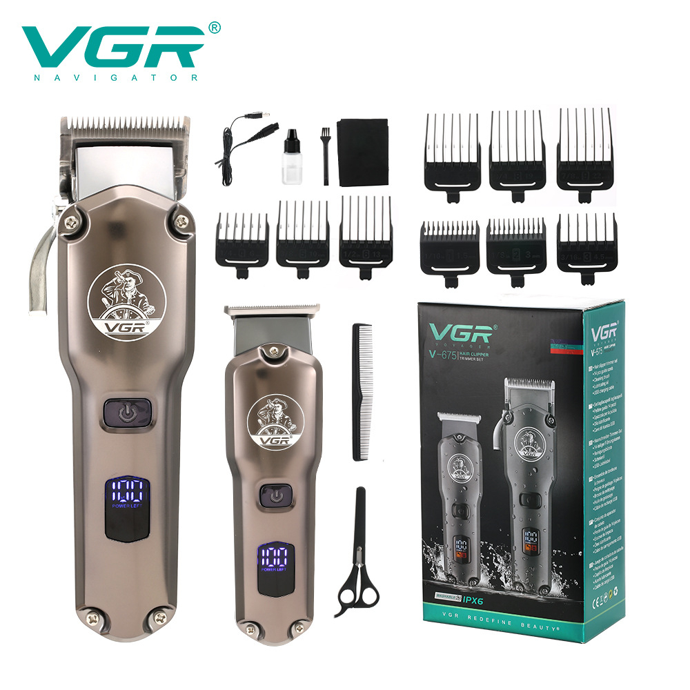 VGR V675 Hair Clipper Sunscreen Set for Men Waterproof Cordless Barber ...