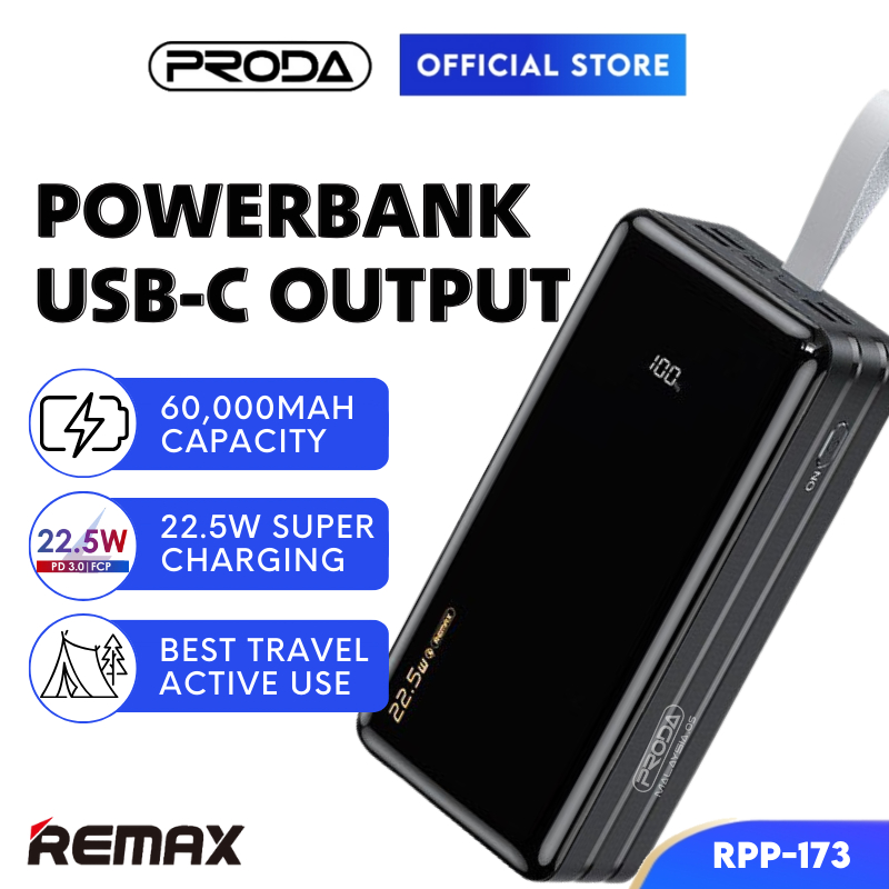 REMAX Powerbank 60000mAh Powerbank With Torch Light RPP-173 Fast Charge ...