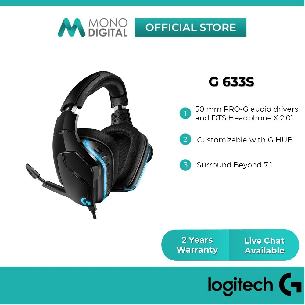 Logitech G633S 7.1 Surround Sound RGB Lightsync Wired Over Ear Gaming  Headset (Customizable with G Hub / Lightweight / Multi-Platform)