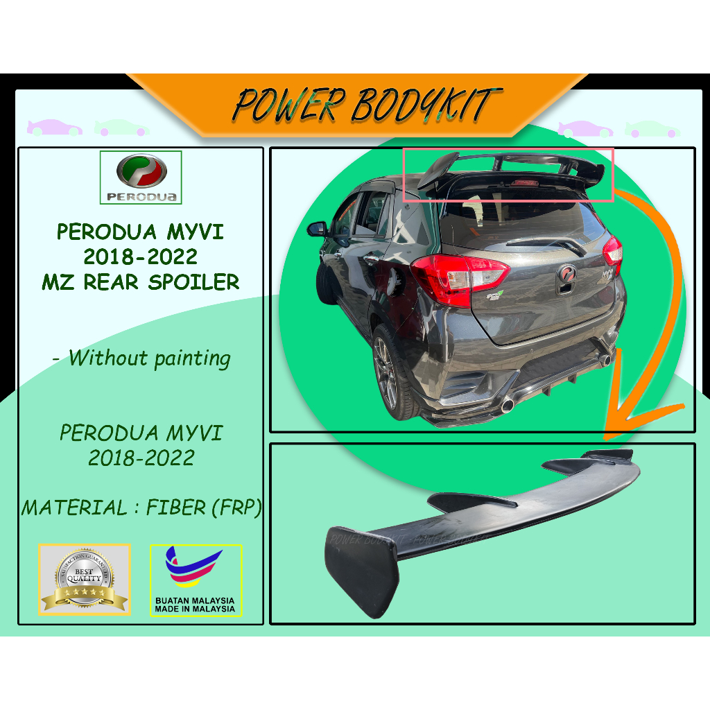 Perodua Myvi 2018-2024 MZ Rear Spoiler 2018 2019 2020 2021 2022 2023 ...