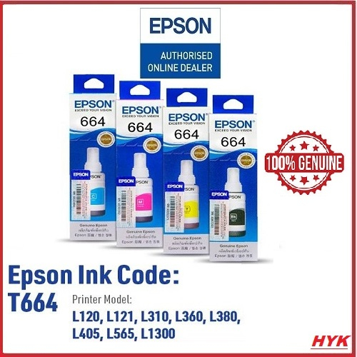 EPSON T664 /664 SERIES ORIGINAL REFILL INK T6641 6642 6643 6644 664 ...