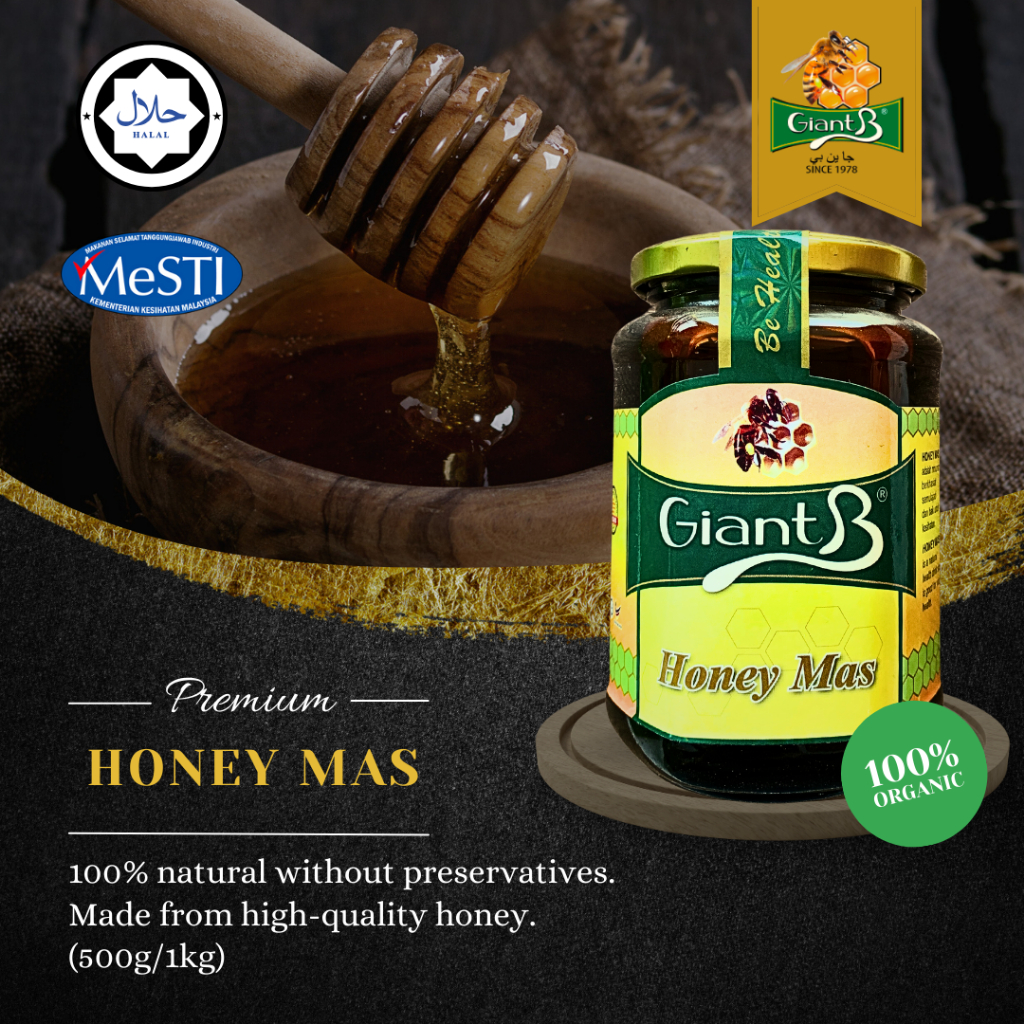 [HALAL] GIANT B Honey Mas Madu Emas 金黄蜜 500g/1000g (100% Natural ...