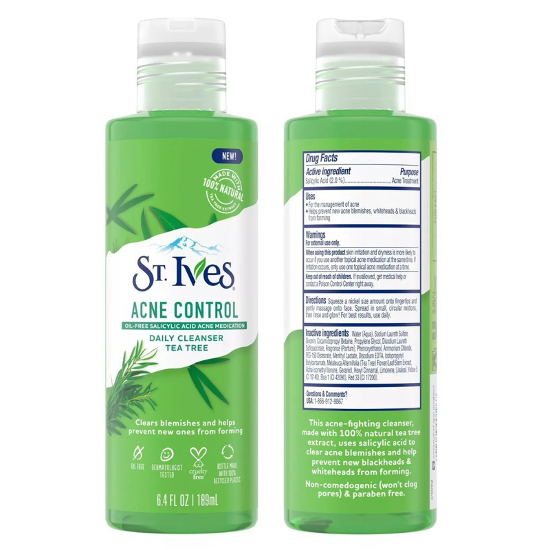 St. Ives Acne Control Tea Tree Daily Face Cleanser, 6.4 fl oz Shopee