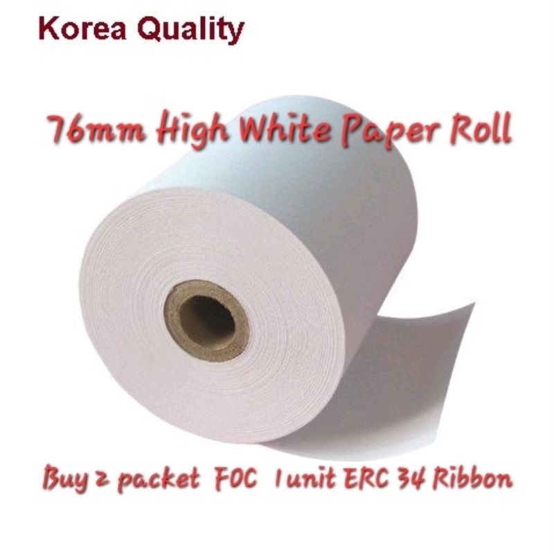 (White Paper) 76x60 Cash Register Receipt White Paper Roll 76x6010