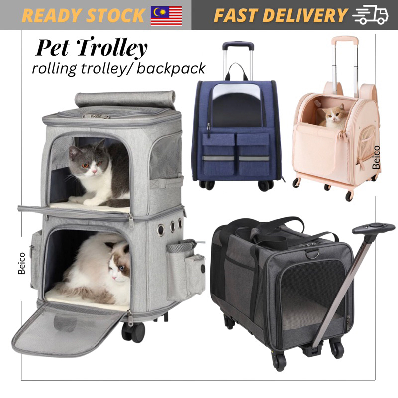 Rolling Large Cat Carrier For Large Cats with on Wheels, Dog Cat