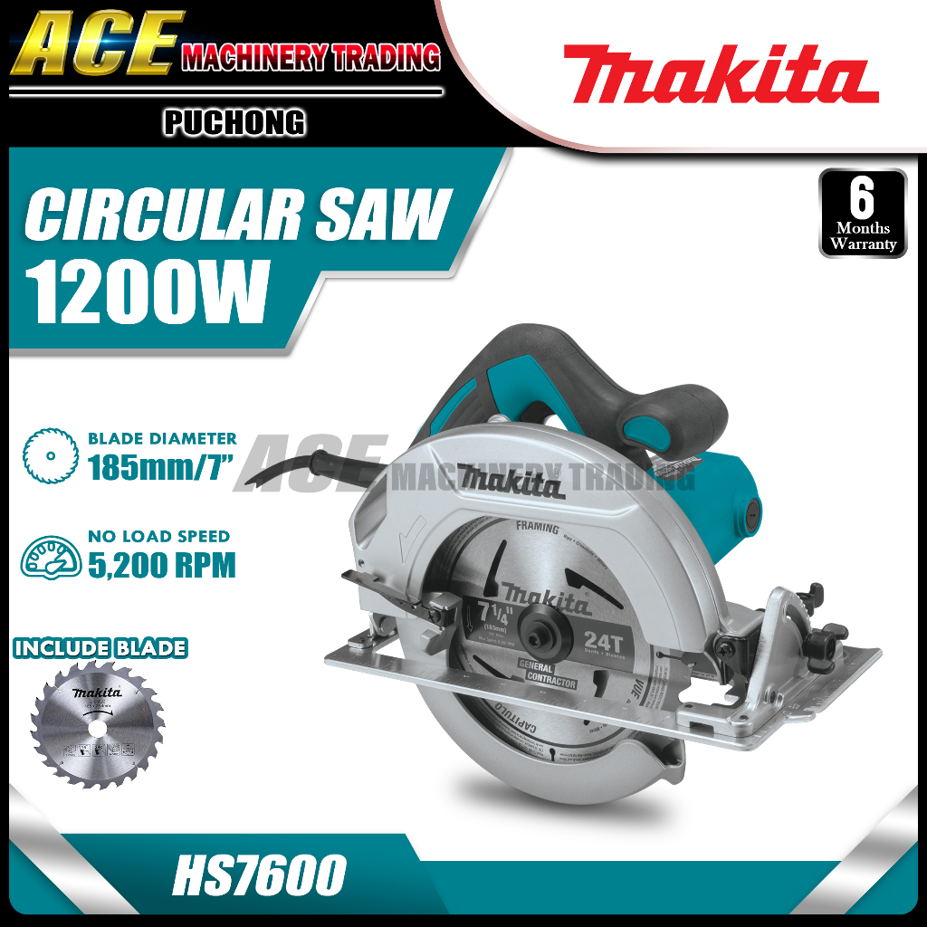 MAKITA HS7600 185MM (7-1/4″) – CIRCULAR SAW Makita Circular Saw ...