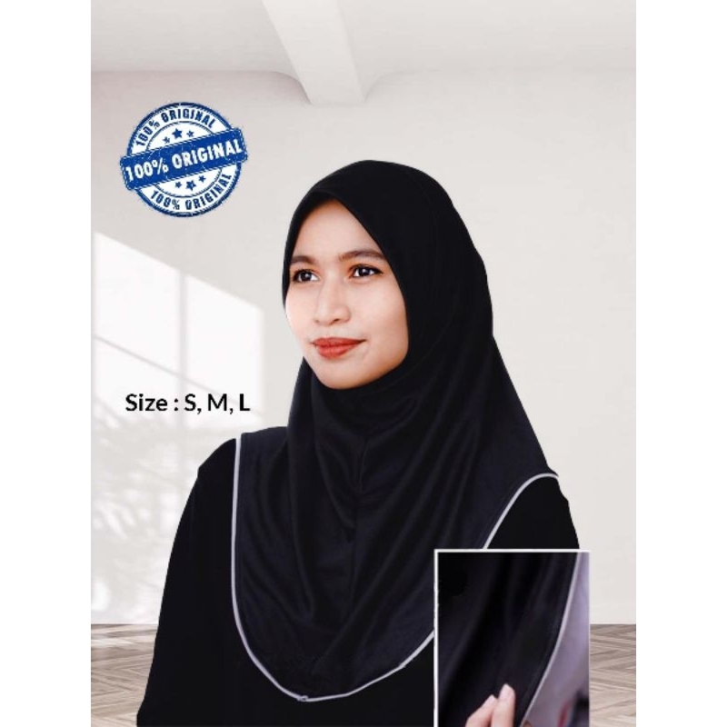 Tudung Sukan Viral Piping 2 Tone Ibugarang (moscrepe Korean Microfibre 