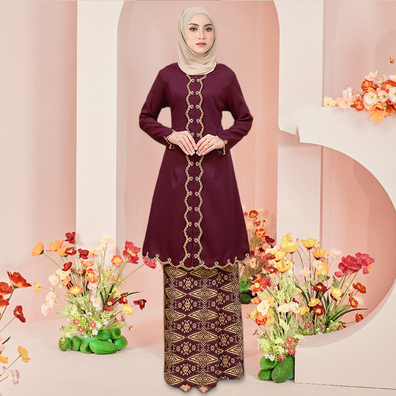 Baju Kebarung Lubah Modern Nikahtunang Kebarung Songket Tabur Kebaya Batik Sulam Ironless 2179