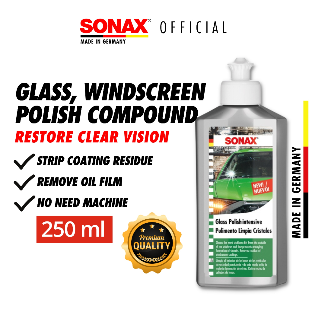 SONAX Glass Polish Compound 250ml Windscreen Cermin Polish Cleaner