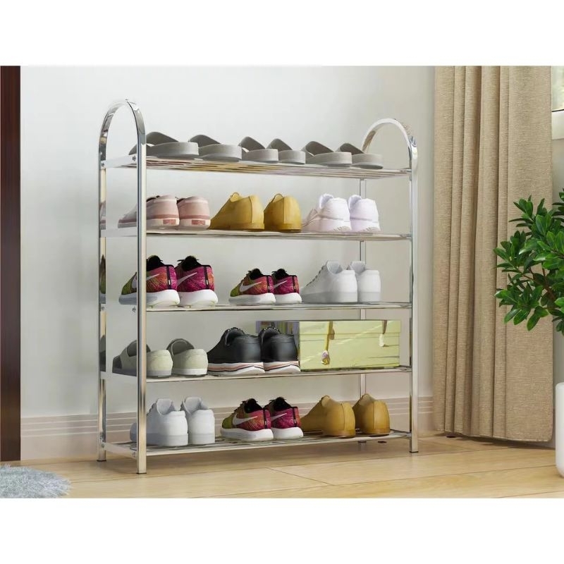 KriShyam® Stainless Steel Shoe Rack l 5 Layer Space-Saving and Rust-Resistant