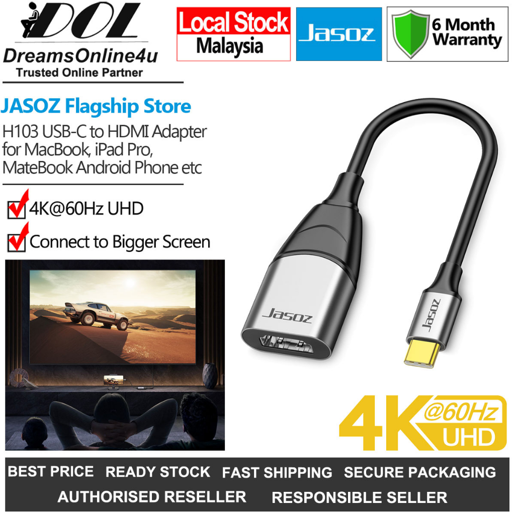 JASOZ H103 USB-C to HDMI Adapter 4K 60Hz Mirror Gaming TV Converter for ...