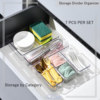 4pcs Clear Kitchen Drawer Organizer Set, Drawer Grid Storage Box,  Transparent Acrylic Divider Box, Simple Multi-purpose Storage Container For  Home Kit