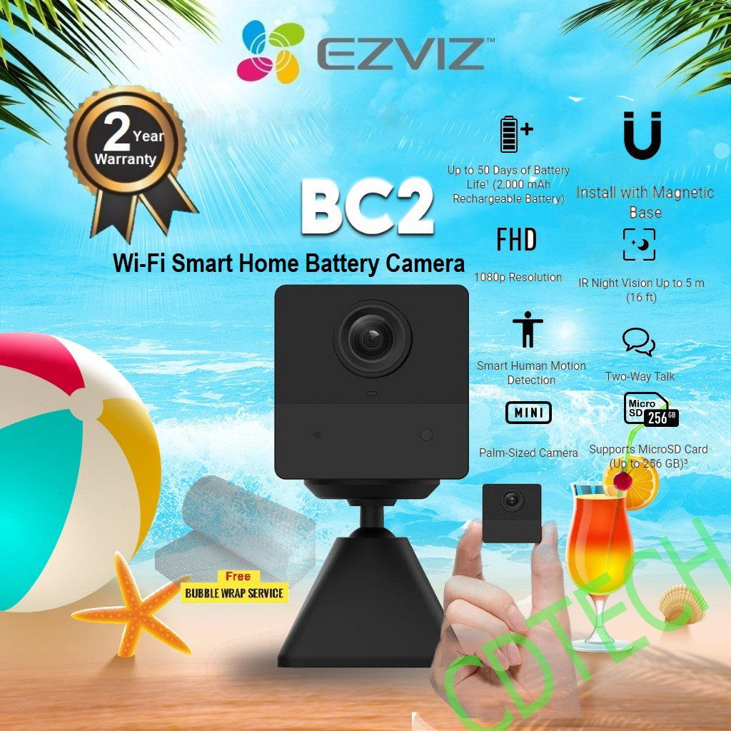 EZVIZ Wireless Outdoor Rechargeable WiFi Camera, 4 Month Battery Life,  Human Detection, Customizable Voice Alerts, Two-Way Talk, Color Night  Vision