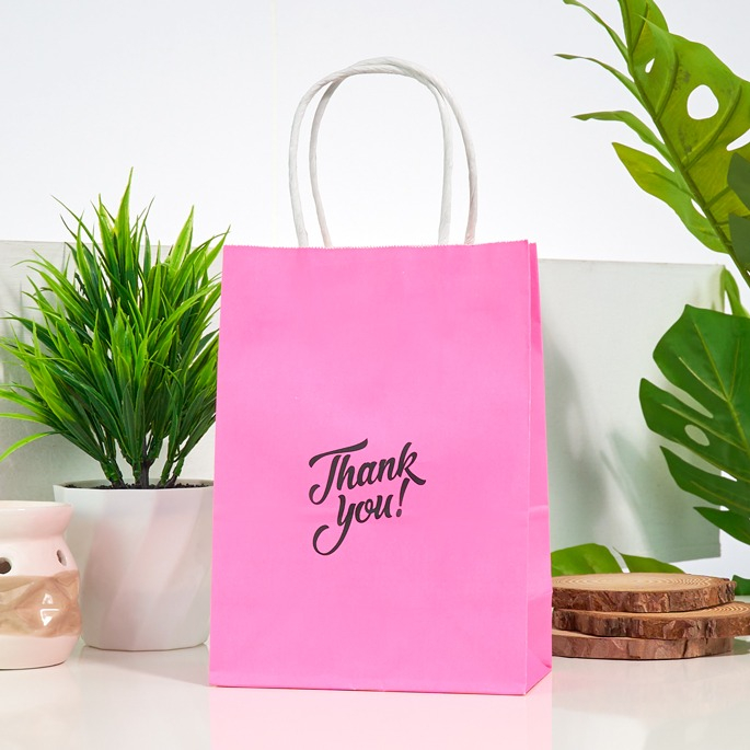 (10PCS) 21*15*8cm THANK YOU Printed Goodies Colourful Paper Bag Door
