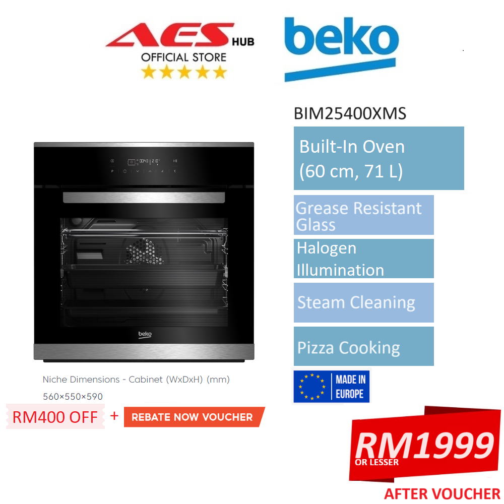MADE IN EUROPE Beko 71L Built In Oven 13 Cooking Functions Steam