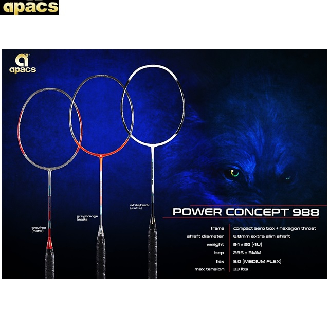 (FOC APACS COVER) Apacs Power Concept 988 Series【 No String】Badminton ...