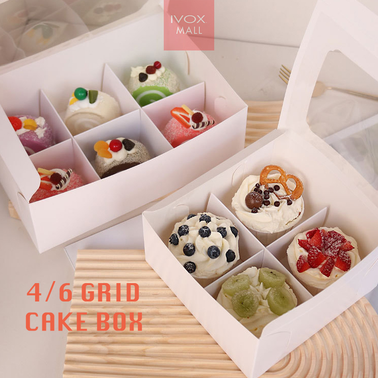 4/6 Grid Box Cavity Cupcake Muffin Box Egg Tart Packaging Plain Cup ...