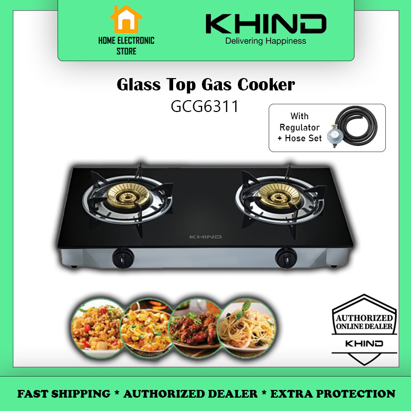 Khind GCG6311 Glass Top Gas Cooker 2 Burner Gas Stove Dapur Gas Kaca