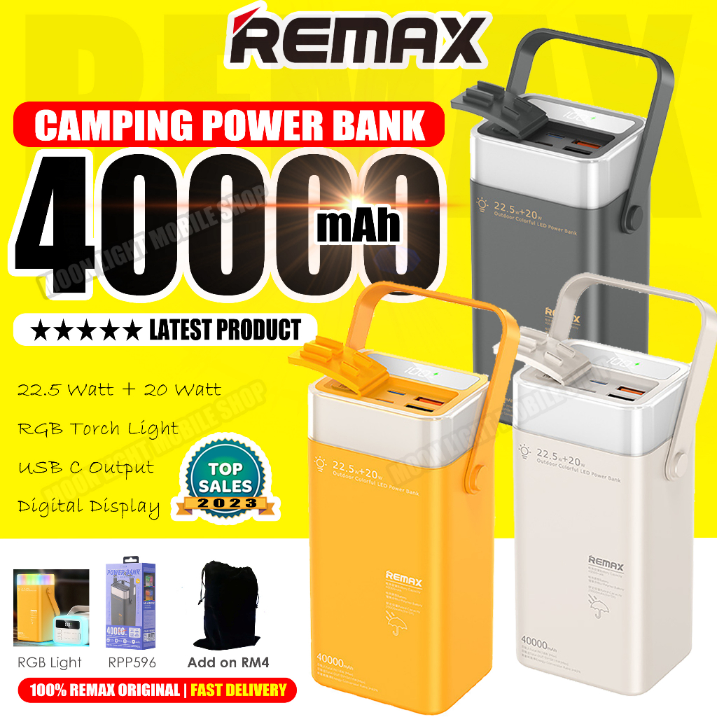 𝟰𝟬𝟬𝟬𝟬𝗺𝗔𝗵 !! Remax Original Power Bank Fast Charging 40000mAh RPP596 40k ...