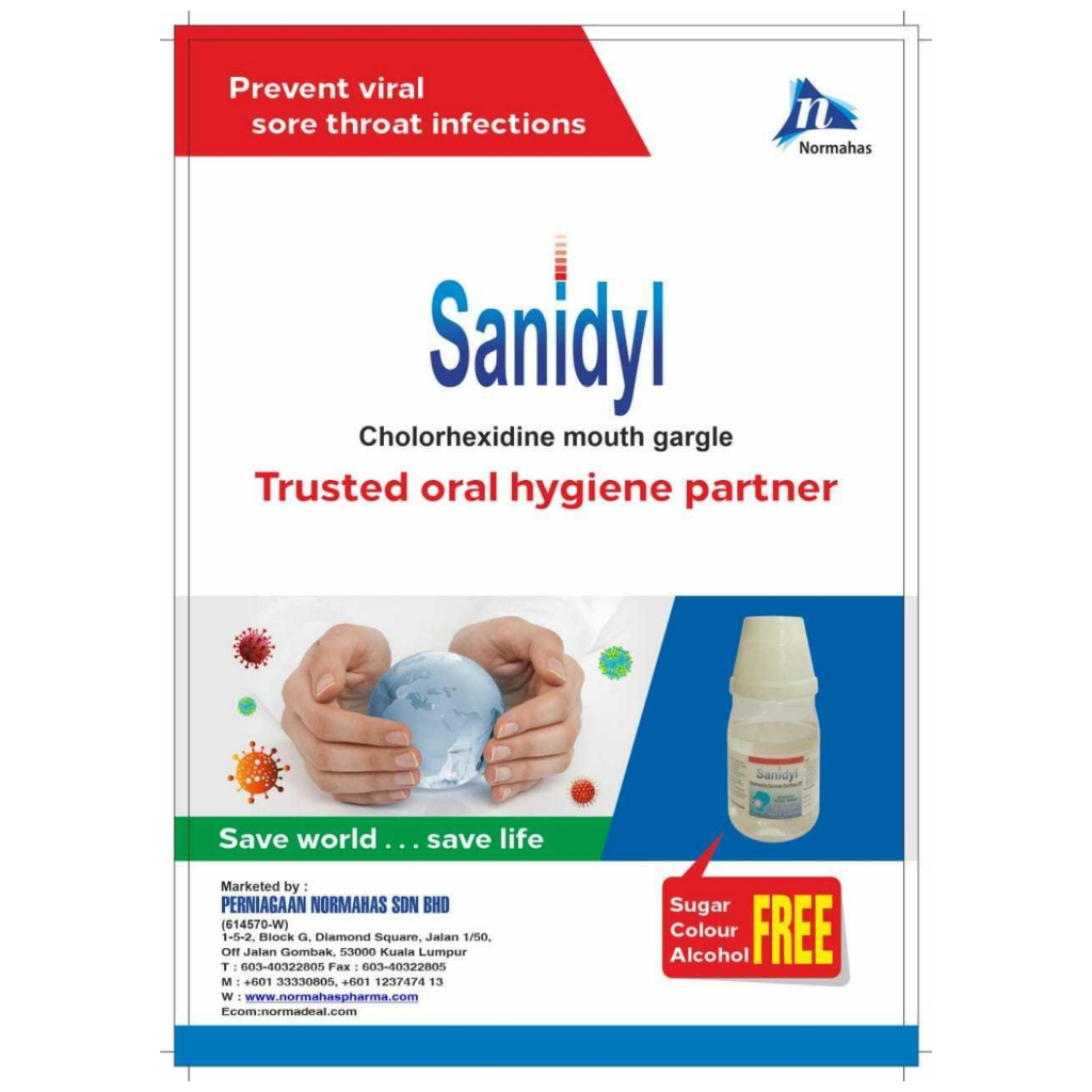 Pencuci Mulut Sanidyl Chlorhexidine Gluconate 2.5w/v Mouth Wash Oral