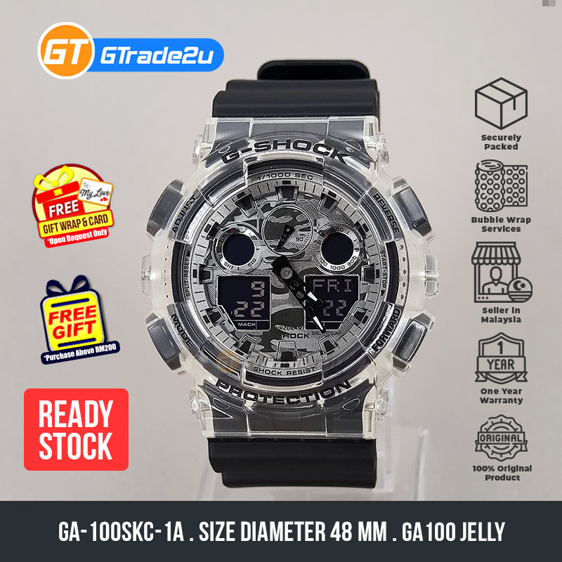 Original G Shock Men GA 100SKC 1A Analog Digital GA100 Jelly Watch READY STOCK
