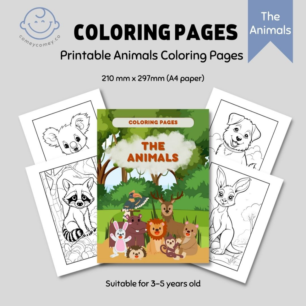 Fun And Educational Toddler Animal Coloring Pages - Instant Download 