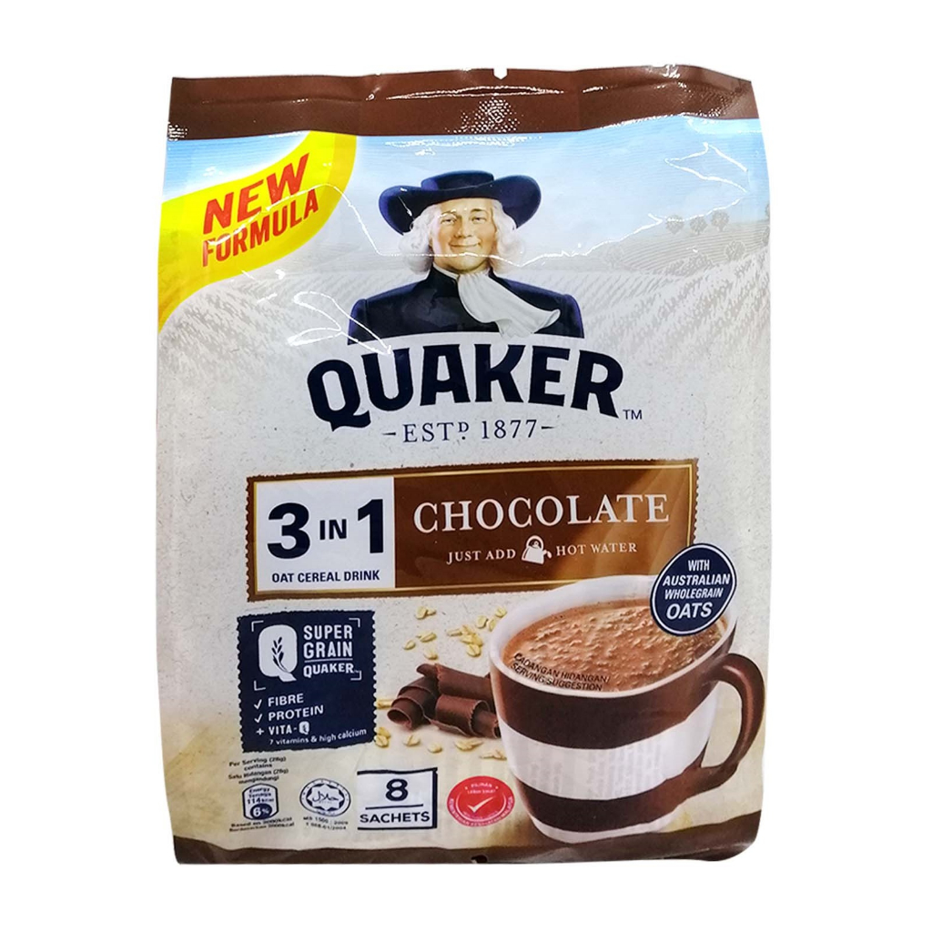 Quaker 3 in 1 Oat Cereal Drink Chocolate (8's x 28g) Shopee Malaysia