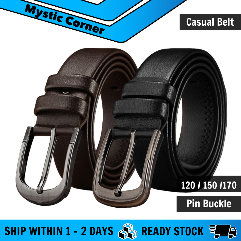 Men Pin Buckle Belt Casual Formal Microfiber PU Leather Belt - Tali ...