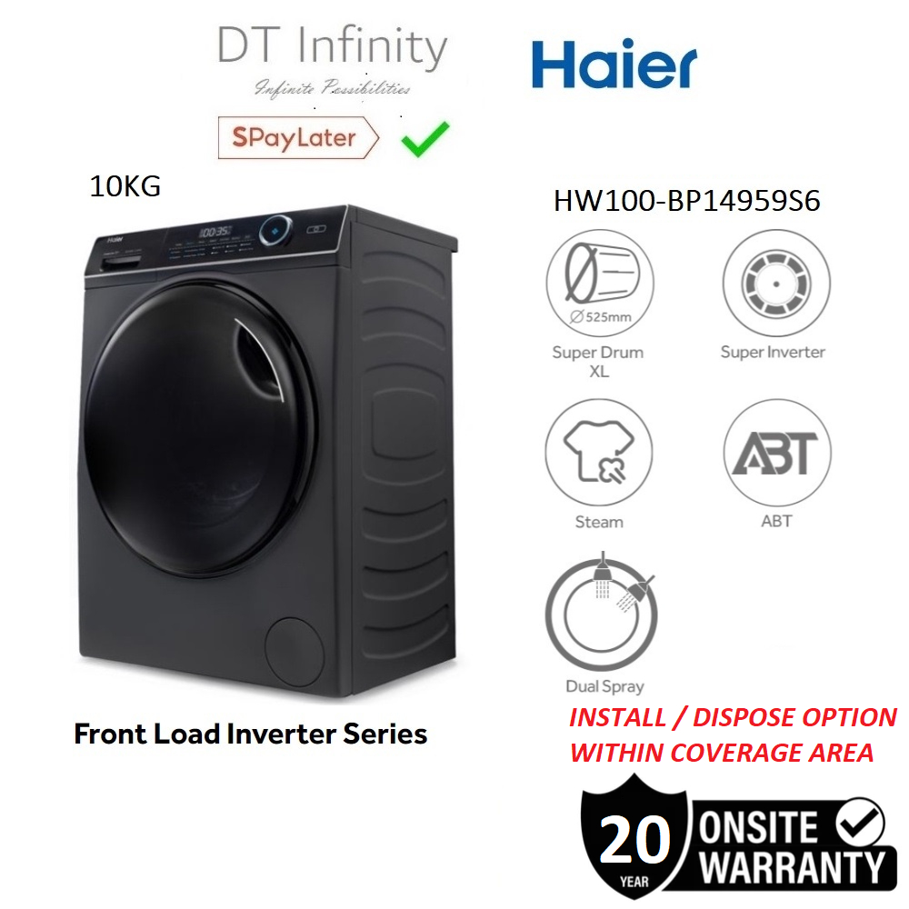 Haier 10KG Front Load Washing Machine BLDC Inverter with Steam Wash