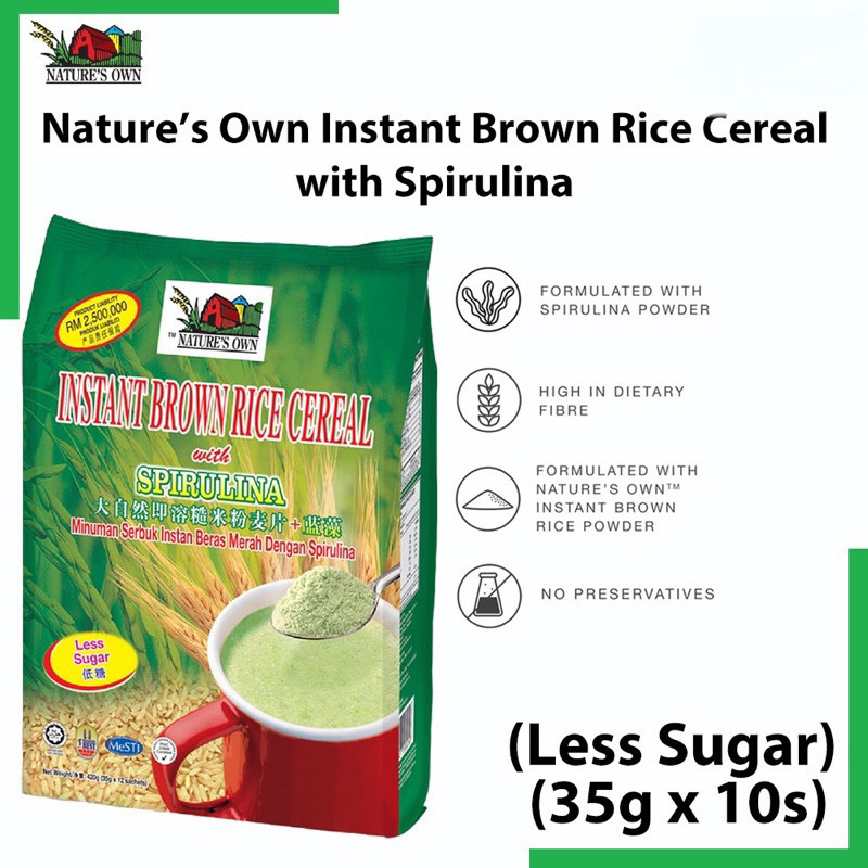 Nature’s Own® Instant Brown Rice Cereal with Spirulina (Less Sugar